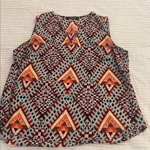 Renee C. Vibrant Geometric Sleeveless Blouse